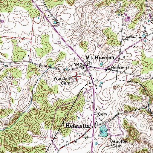 Topographic Map of Woodall Cemetery, TN