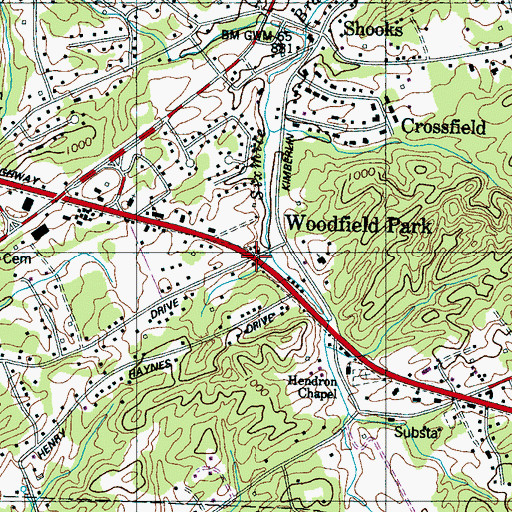 Topographic Map of Woodfield Park, TN