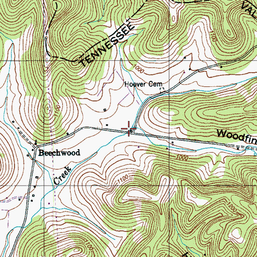 Topographic Map of Woodfin Valley, TN