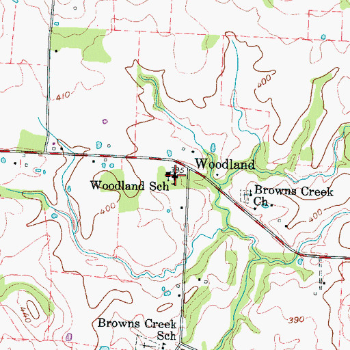 Topographic Map of Woodland School, TN
