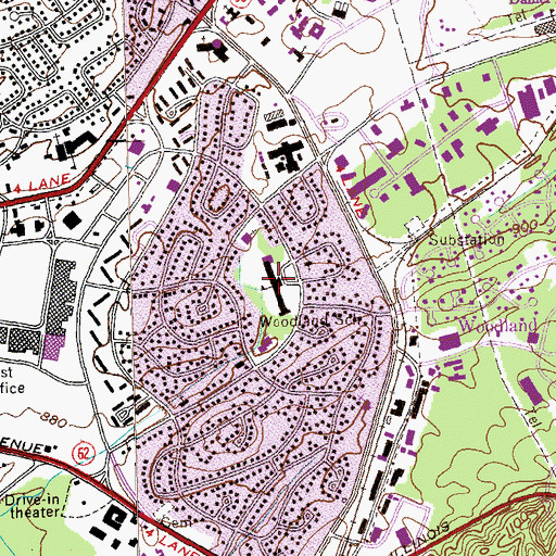 Topographic Map of Woodland Elementary School, TN