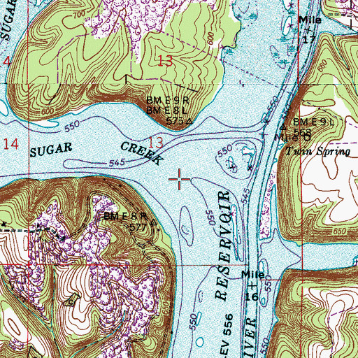 Topographic Map of Sugar Creek, AL