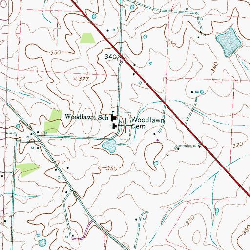 Topographic Map of Woodlawn Cemetery, TN