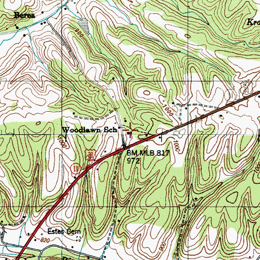 Topographic Map of Woodlawn School, TN