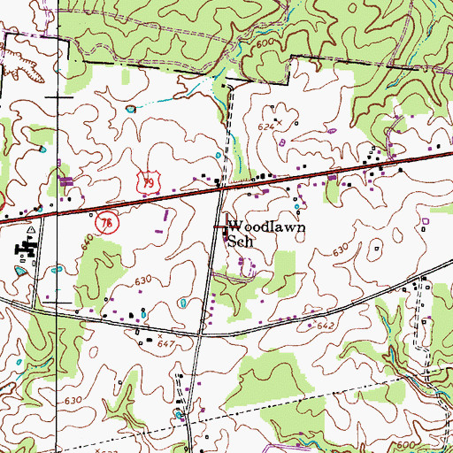 Topographic Map of Woodlawn School, TN