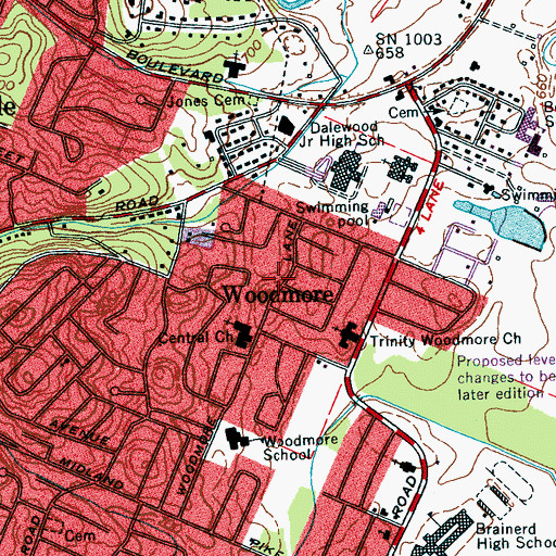 Topographic Map of Woodmore, TN