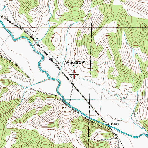 Topographic Map of Woodrow, TN