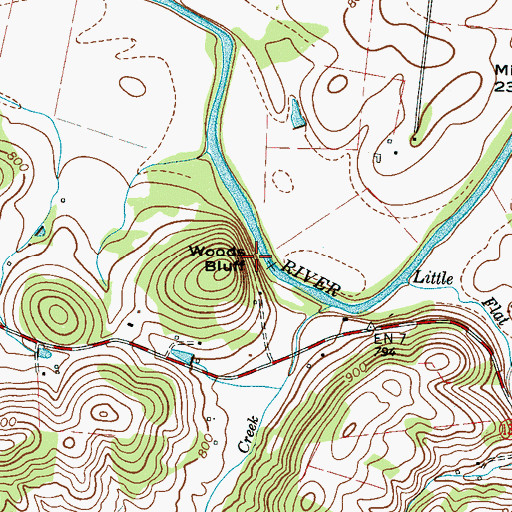 Topographic Map of Woods Bluff, TN