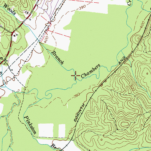 Topographic Map of Woods Branch, TN