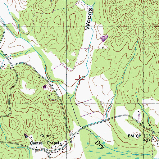 Topographic Map of Woods Hollow, TN