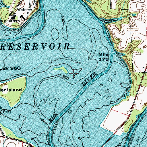 Topographic Map of Woods Reservoir, TN