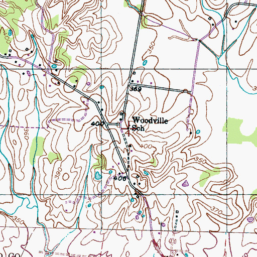 Topographic Map of Woodville School, TN