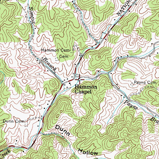 Topographic Map of Woodward Branch, TN