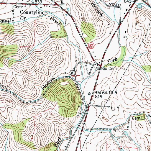 Topographic Map of Wool Hollow, TN
