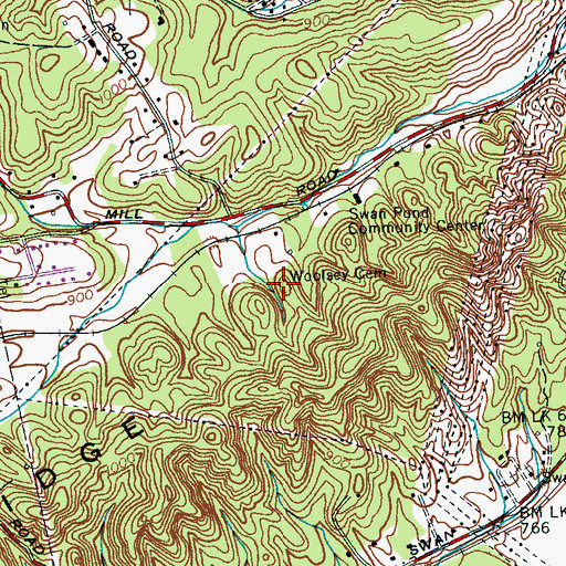 Topographic Map of Woolsey Cemetery, TN