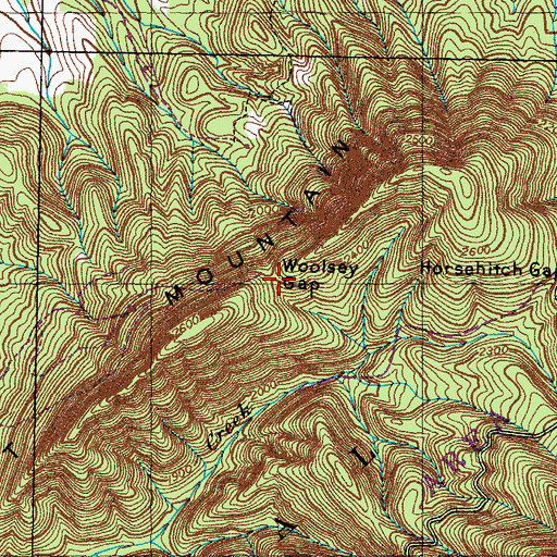 Topographic Map of Woolsey Gap, TN