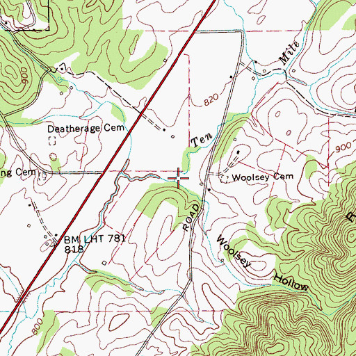 Topographic Map of Woolsey Hollow, TN