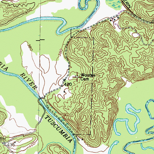 Topographic Map of Wooten Cemetery, TN