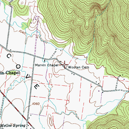 Topographic Map of Wooten Cemetery, TN