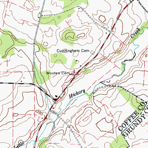Topographic Map of Wooten Cemetery, TN