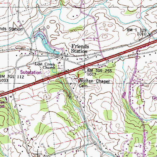 Topographic Map of Wooten Chapel Cemetery, TN