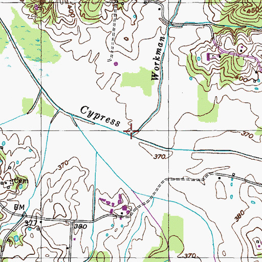 Topographic Map of Workman Branch, TN