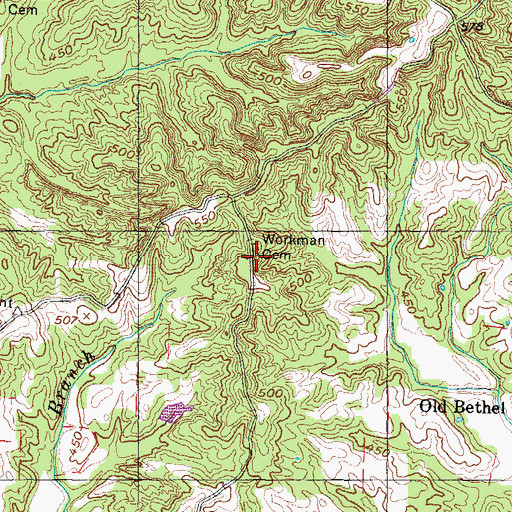 Topographic Map of Workman Cemetery, TN