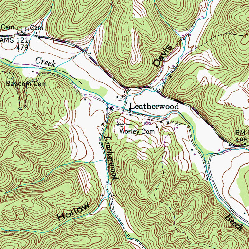 Topographic Map of Worley Cemetery, TN