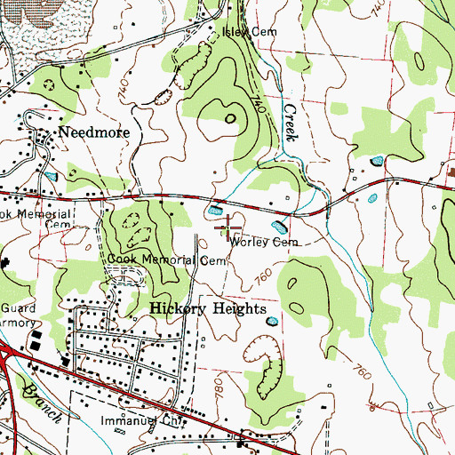 Topographic Map of Worley Cemetery, TN
