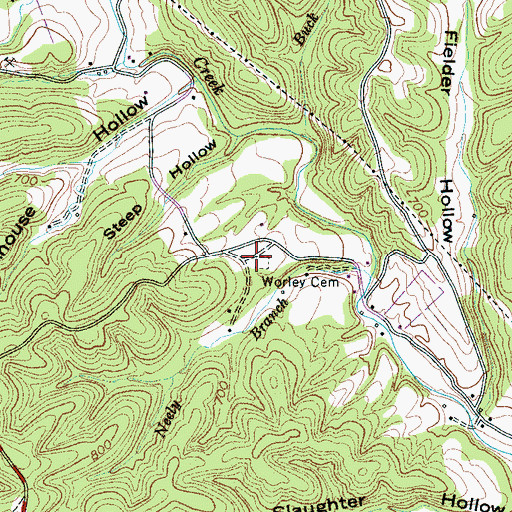 Topographic Map of Worley Cemetery, TN