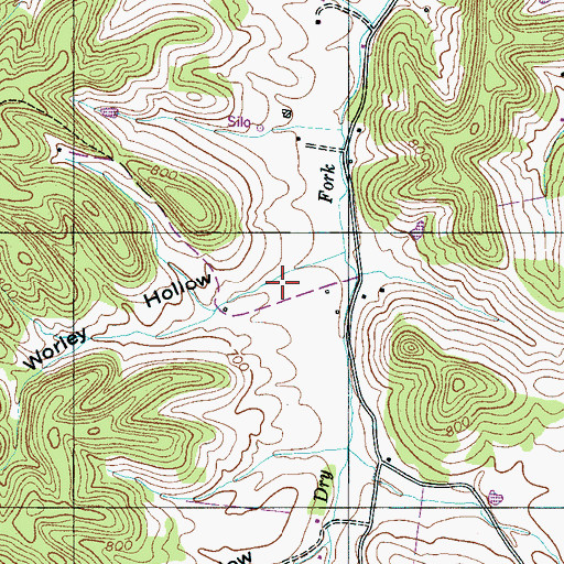 Topographic Map of Worley Hollow, TN