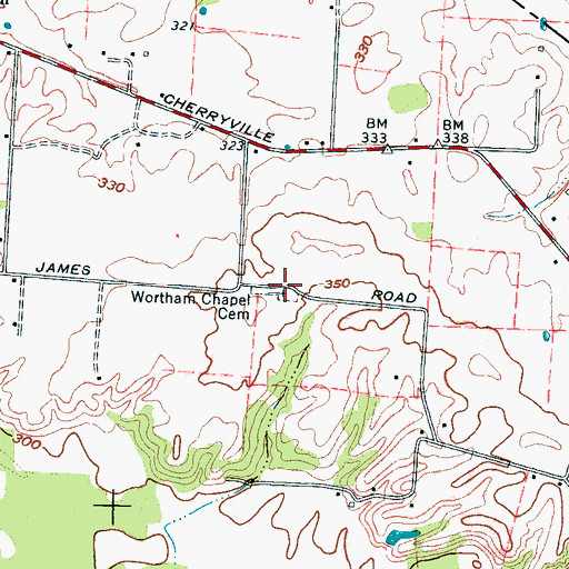 Topographic Map of Wortham Chapel Cemetery, TN