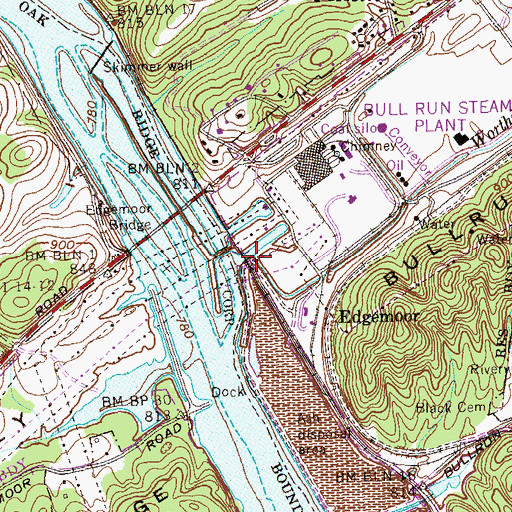 Topographic Map of Worthington Branch, TN