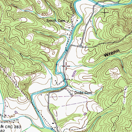 Topographic Map of Wrenn Hollow, TN