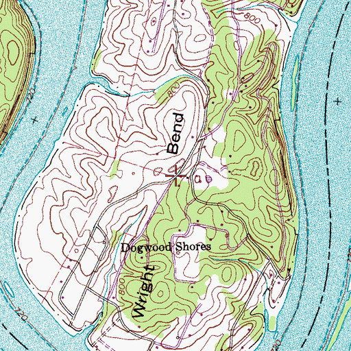 Topographic Map of Wright Bend, TN