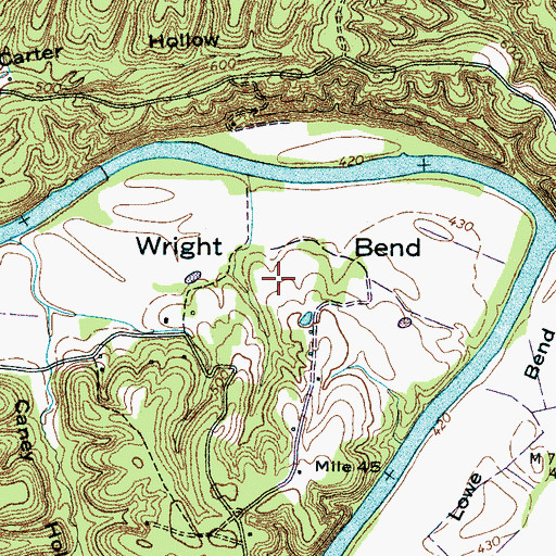 Topographic Map of Wright Bend, TN