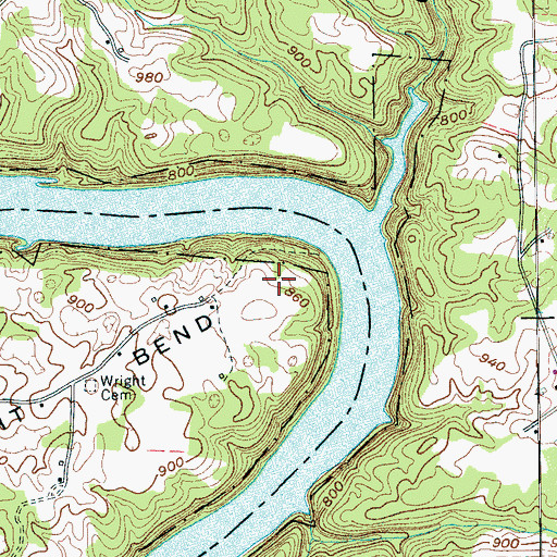 Topographic Map of Wright Bend, TN