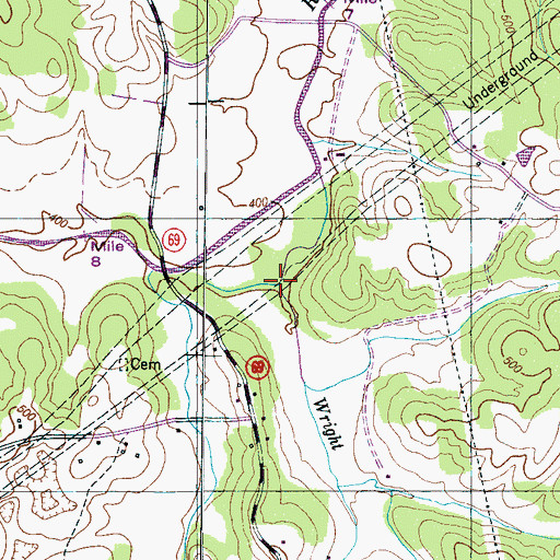 Topographic Map of Wright Branch, TN