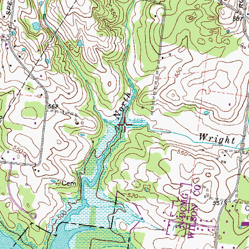Topographic Map of Wright Branch, TN