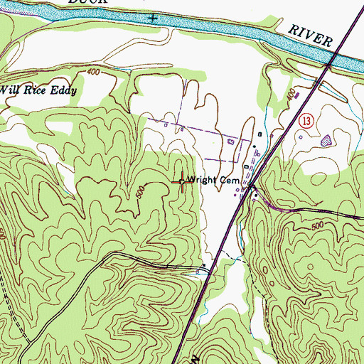 Topographic Map of Wright Cemetery, TN