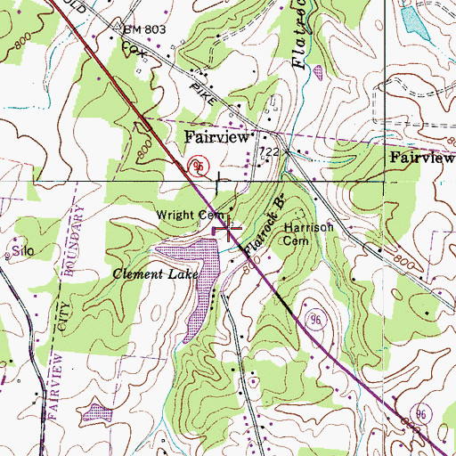 Topographic Map of Wright Cemetery, TN