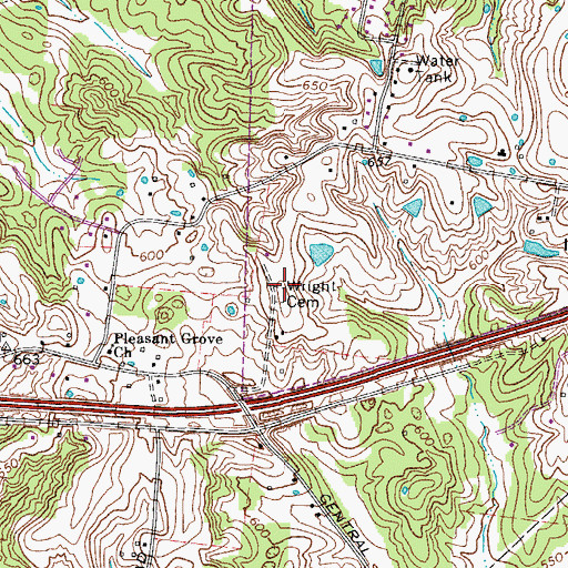 Topographic Map of Wright Cemetery, TN