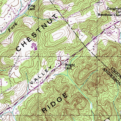 Topographic Map of Wright Cemetery, TN