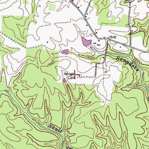 Topographic Map of Wright Cemetery, TN