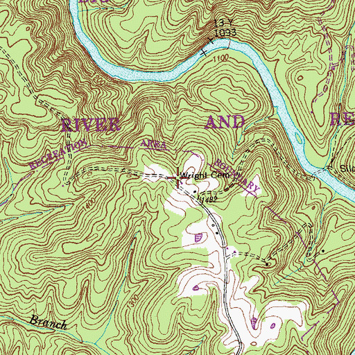 Topographic Map of Wright Cemetery, TN