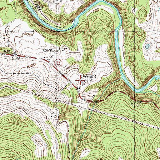 Topographic Map of Wright Cemetery, TN