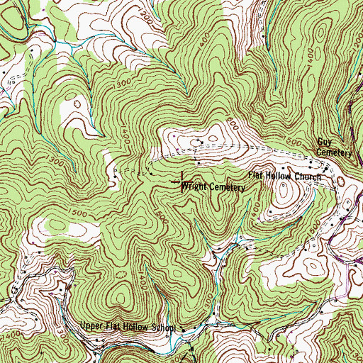 Topographic Map of Wright Cemetery, TN