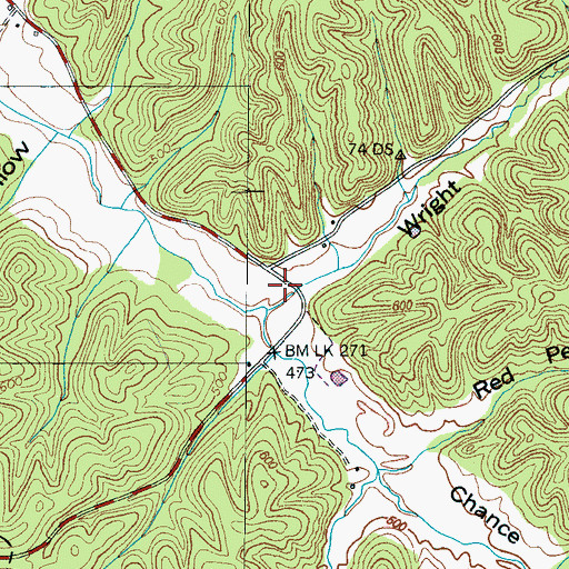 Topographic Map of Wright Hollow, TN