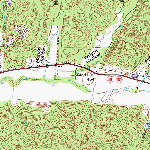 Topographic Map of Wright Hollow, TN