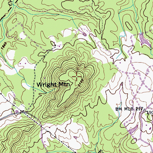 Topographic Map of Wright Mountain, TN